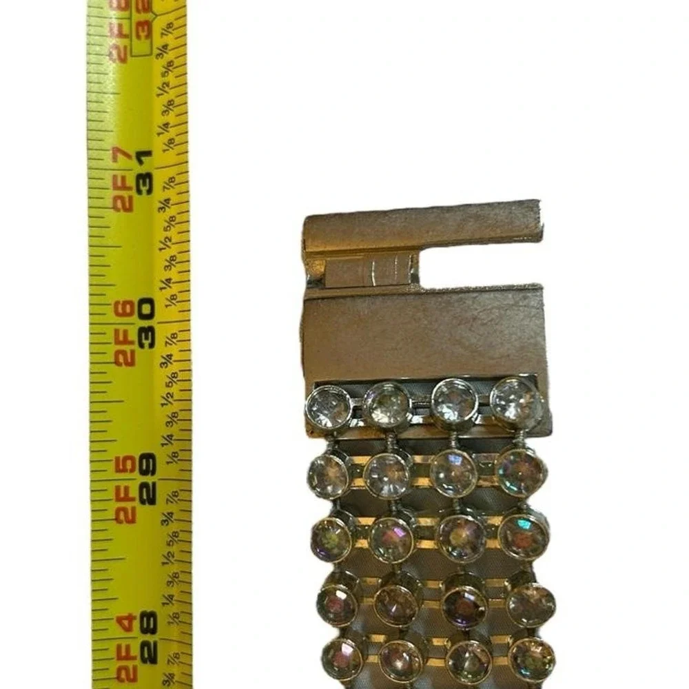 Y2K Club Kid Festival Rhinestone Mesh Statement Waist Belt Silver Deadstock NWT